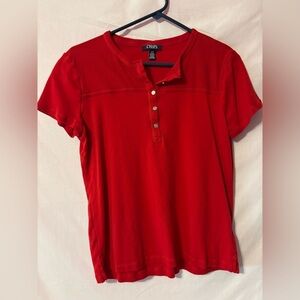 Chaps Women's Vibrant Red Short Sleeve Shirt